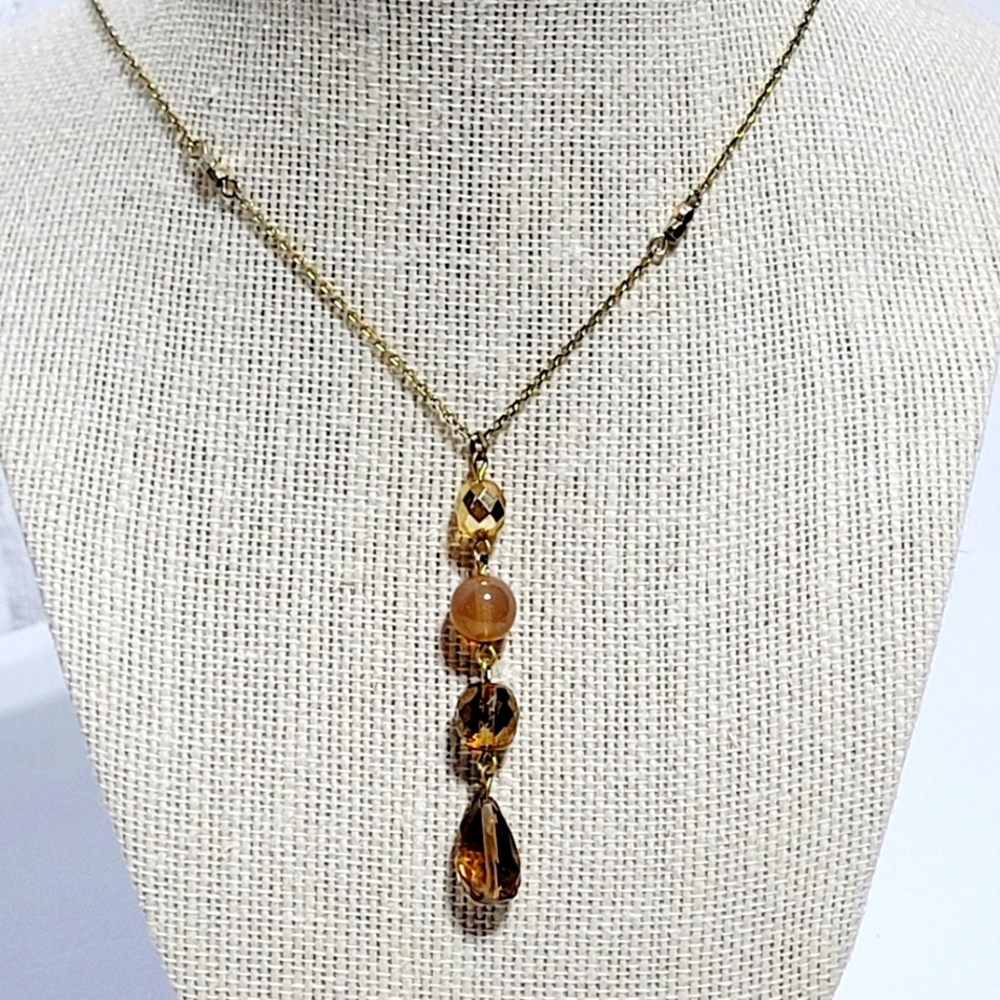 WHBM Gold & Brown Beaded Necklace